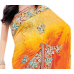 Stunning Embroidered Orange Colored Jacqurad Saree